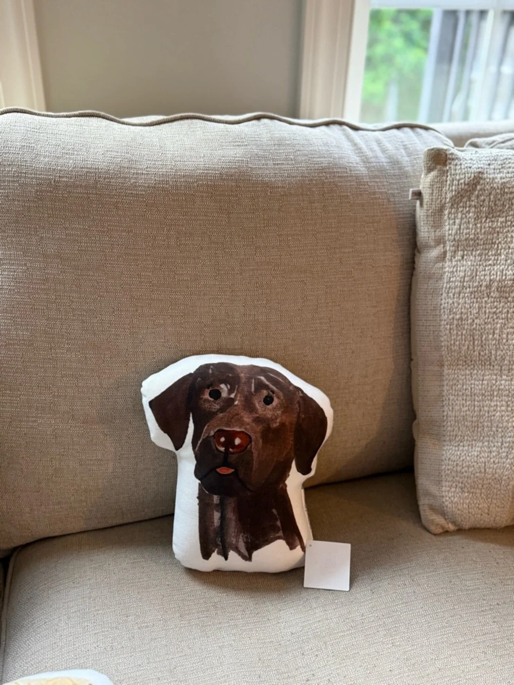 NWT 9”x10” Brown Labrador Dog Face Pillow - Decorative Plush Accent